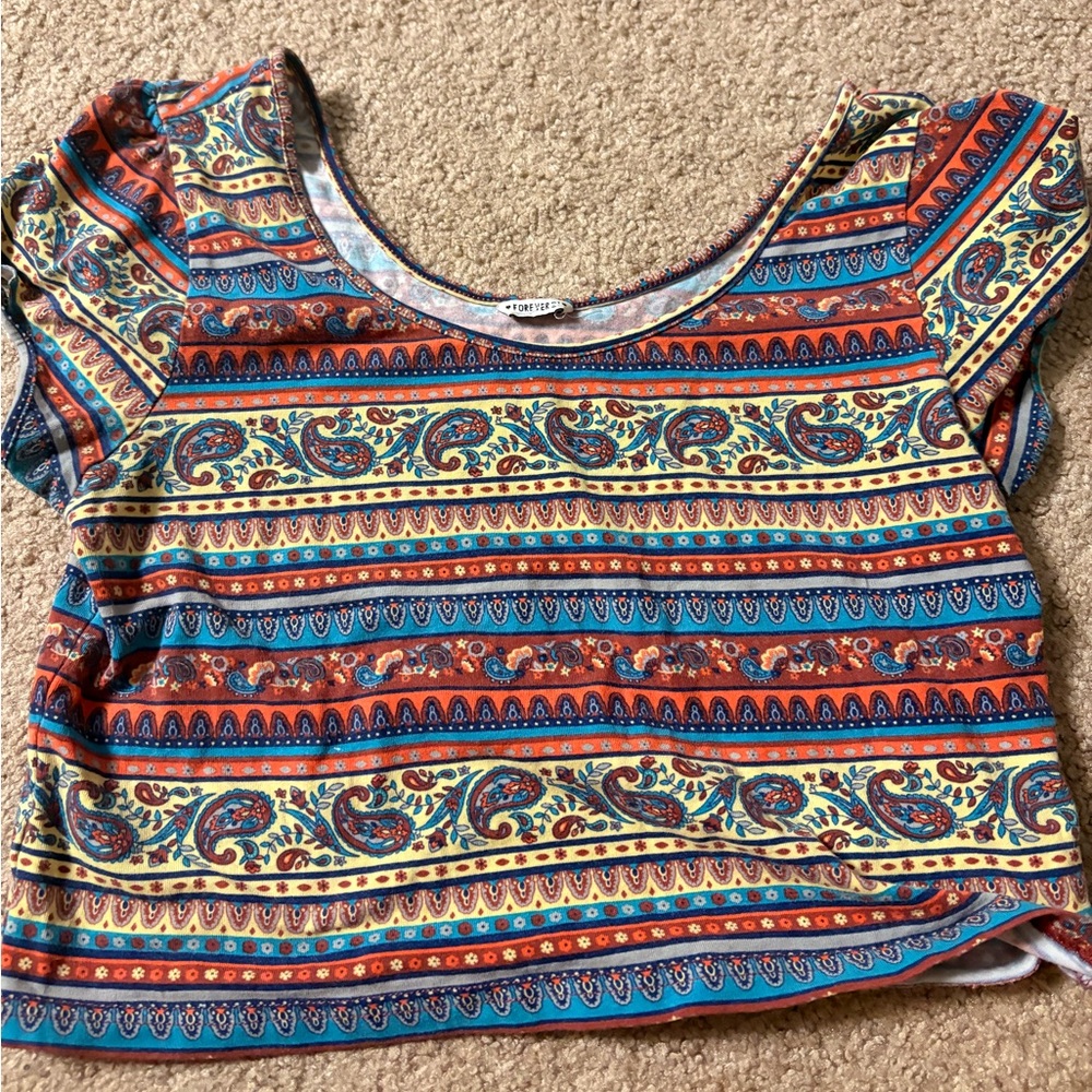 Forever 21 Multicolor Paisley Top